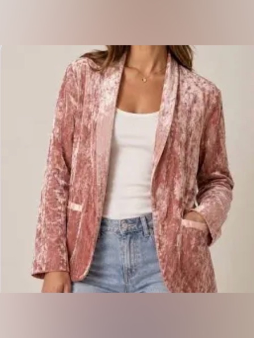 VENUS Rose Pink Crushed Velvet Blazer